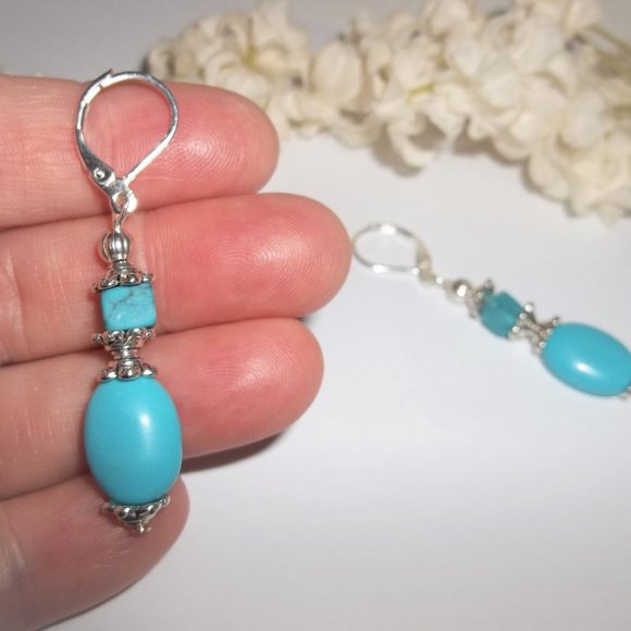 Cute Turquoise Blue Earrings Set Southwestern 6197 - Picture 6 of 6